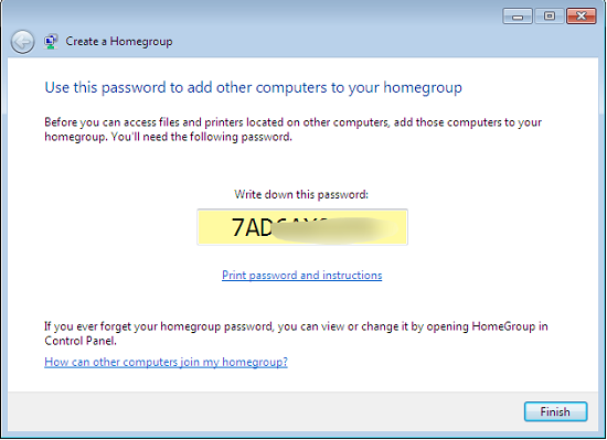 Set password for homegroup